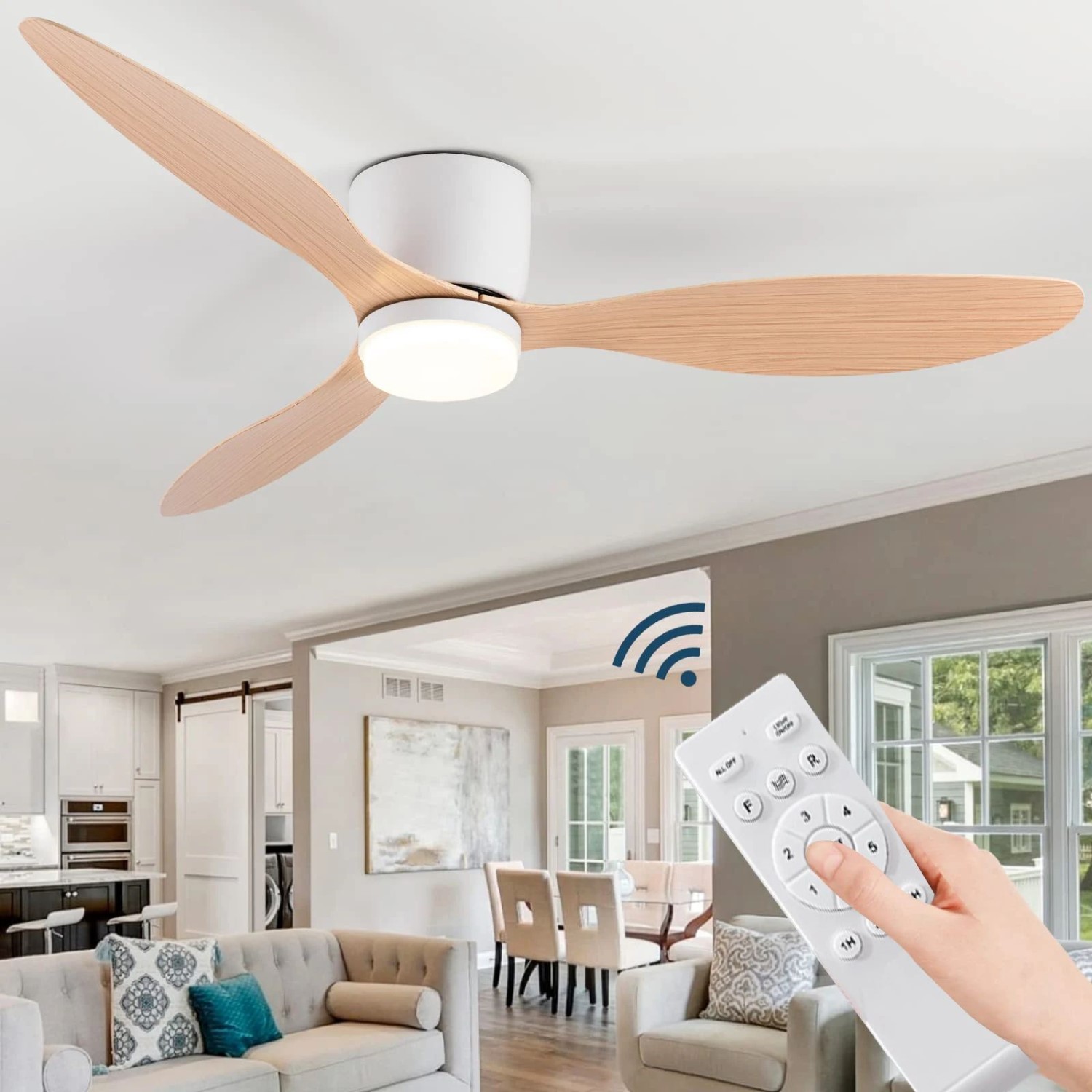 Ceiling Fan with LED Light DC motor 52 inch Large Air Volume