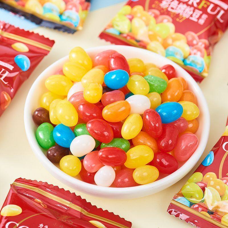 糖豆彩色缤纷豆水果味软糖喜庆糖果儿童零食喜糖糖果小包装非巧克