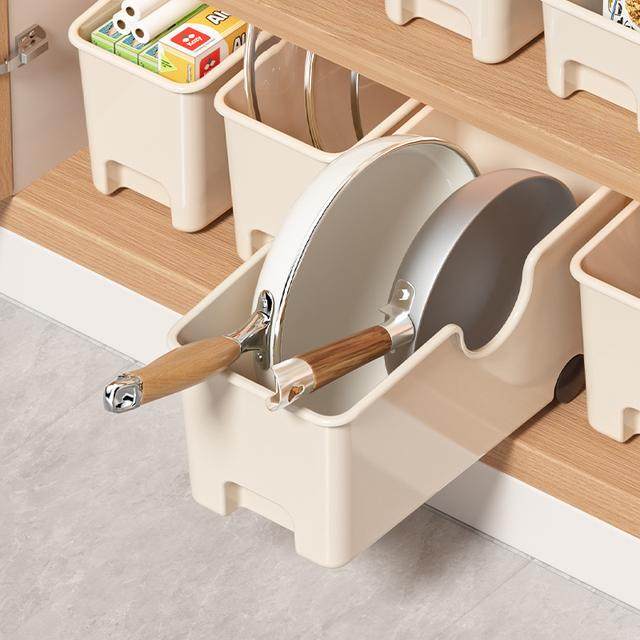 厨房锅具收纳盒带滑轮水槽下橱柜锅盖架收纳架调料杂物家用大容量,收纳整理,橱柜收纳筐,淘宝优惠券,粉丝福利购,淘宝优惠卷