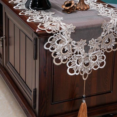 s798s（40*180cm）网纱蕾丝桌旗盖巾玛瑙灰