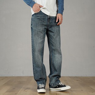 SEVENTH/第七路男牛仔裤子秋冬百搭时尚复古做旧水洗潮流牛仔裤男