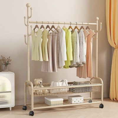 挂衣架落地家用可折叠衣帽架卧室内挂衣服架子阳台简易收纳晾衣架