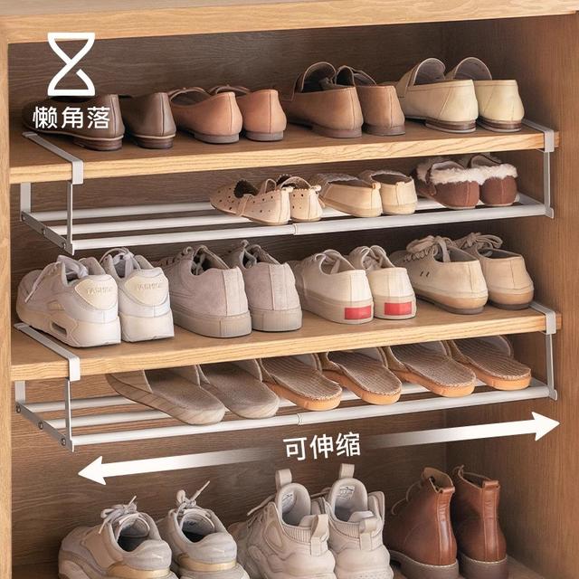 懒角落鞋架家用可伸缩鞋柜分层隔板鞋托下挂篮置物架整理鞋子托架