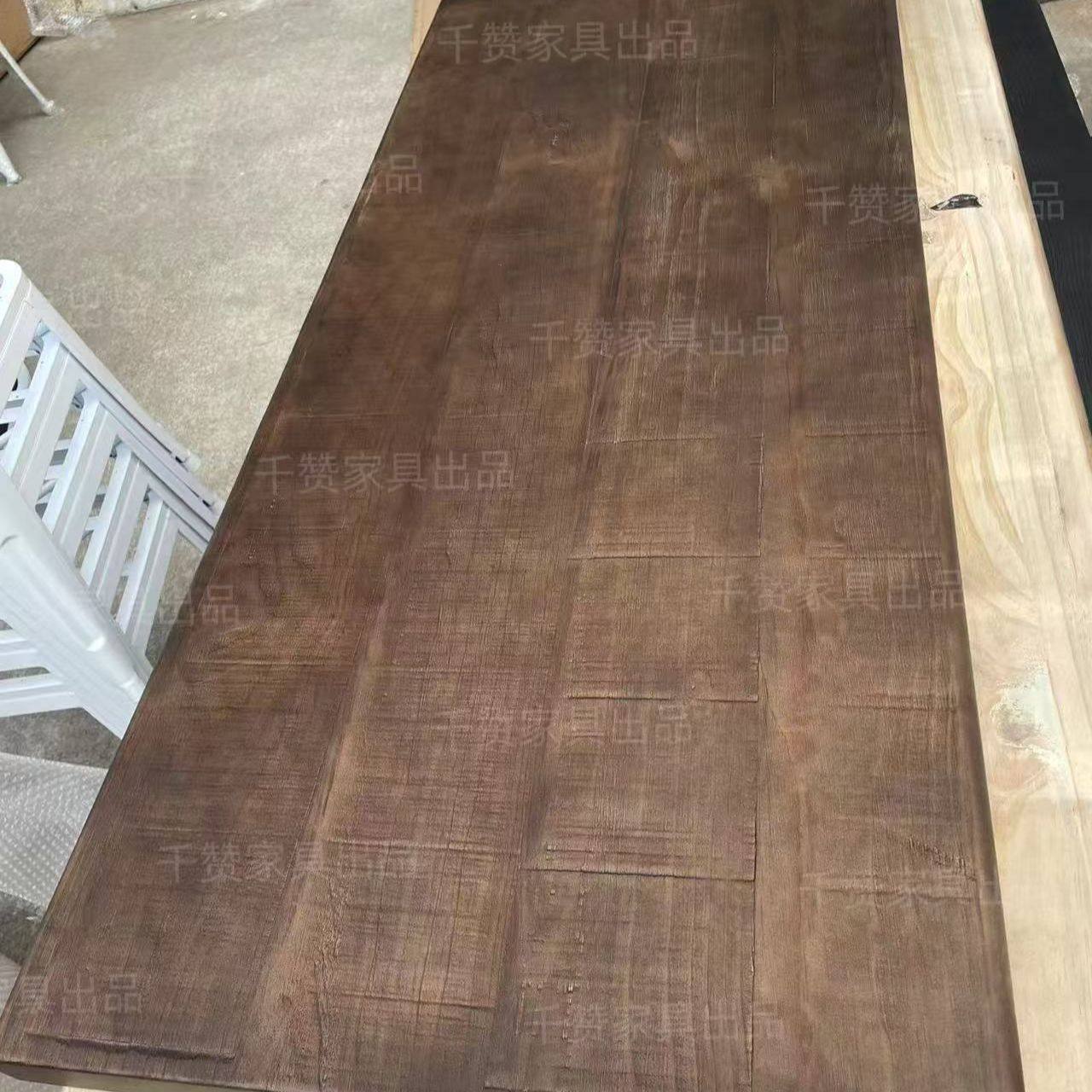 侘寂风茶桌实木工作台复古电脑桌展示长条餐桌接待会议老板办公桌