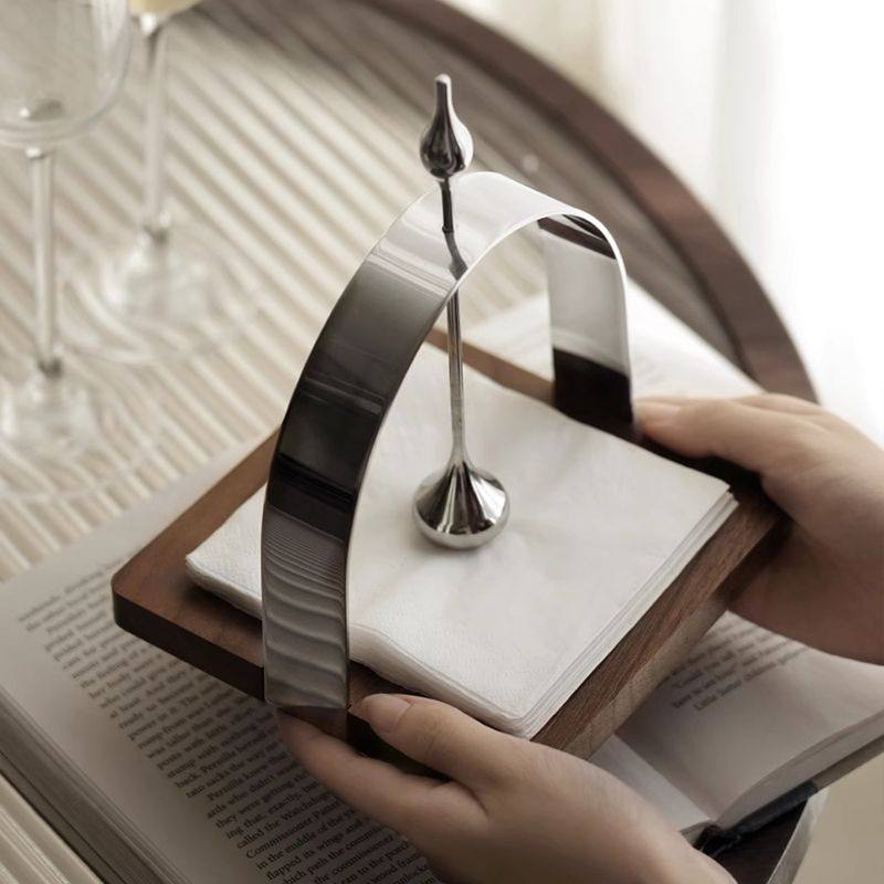 轻奢北欧不锈钢定点纸巾架纸巾盒抽纸盒样板房装饰软装家居摆件品