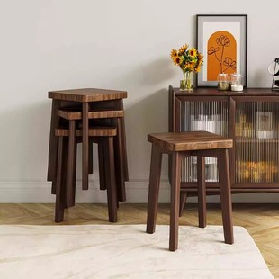 实木腿餐椅家用椅子简约餐凳出租房用餐桌凳子小户型中古风家具