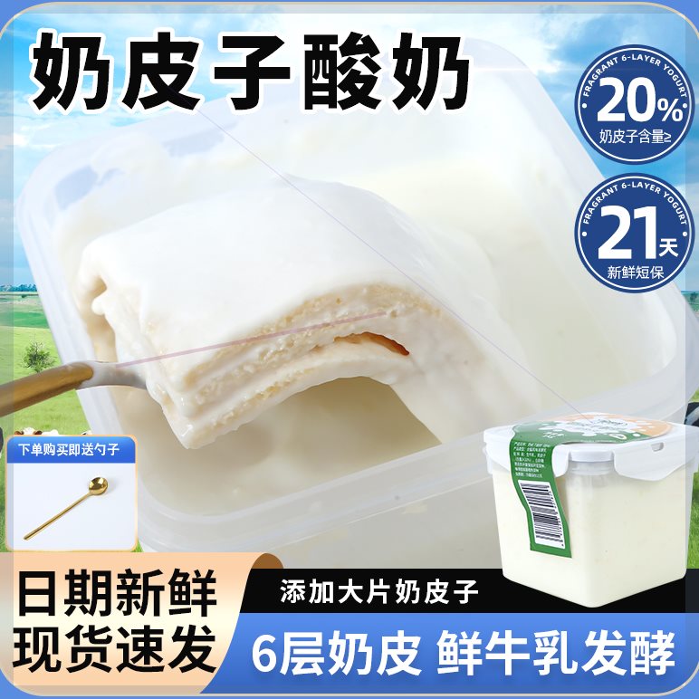 牧少主内蒙古鲜奶皮子酸奶六层奶皮子酸奶plus版1000克