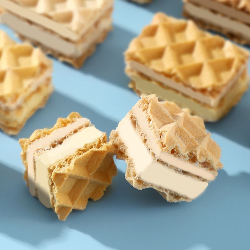 豆乳威化饼干厚切威化饼干夹心巧克力冰淇淋豆乳夹心味夜宵零食