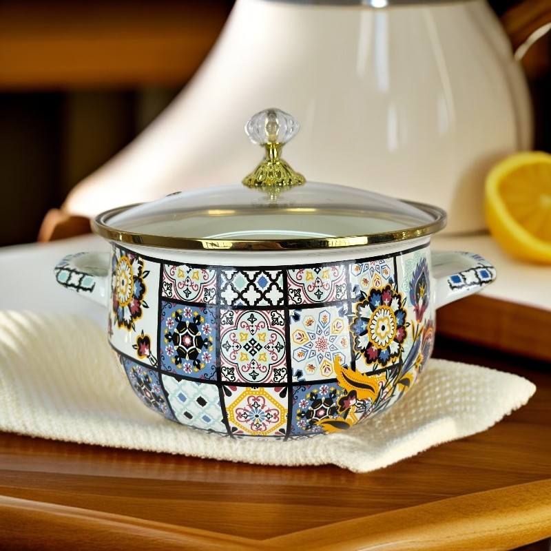 【搪瓷汤锅】3.5L俄罗斯珐琅汤锅(电磁炉电陶炉燃气灶煤气灶通用