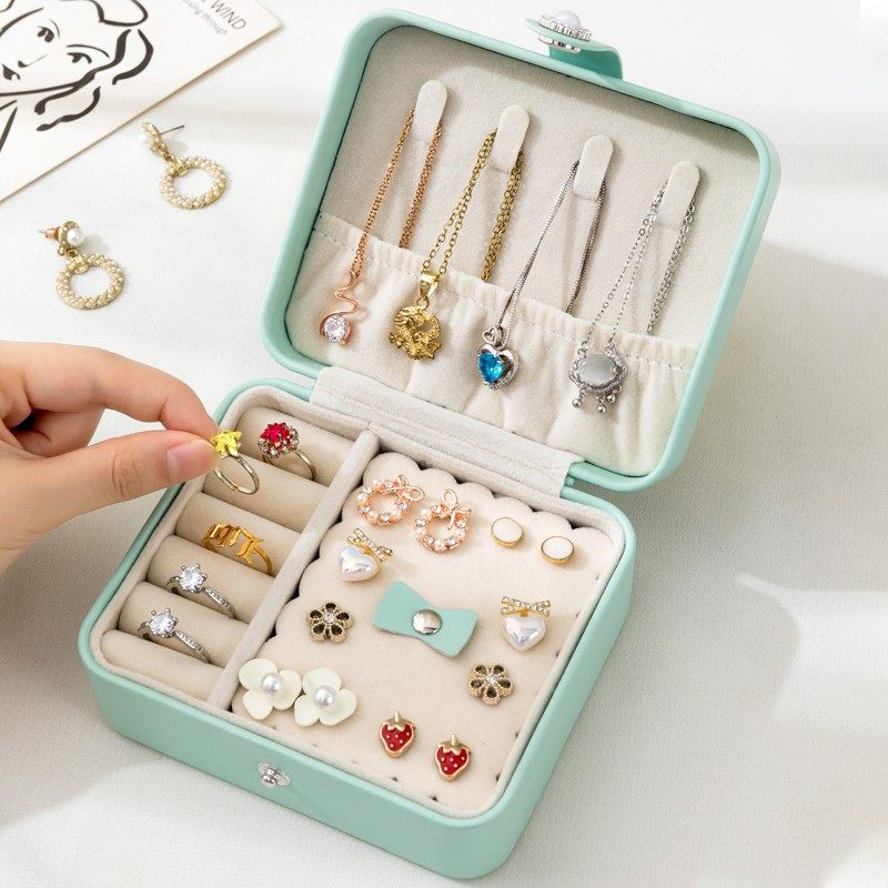 首饰盒/箱 经典皮革便携式首饰饰品收纳盒耳环耳钉戒指项链收纳盒,收纳整理,首饰盒,淘宝优惠券,粉丝福利购,淘宝优惠卷