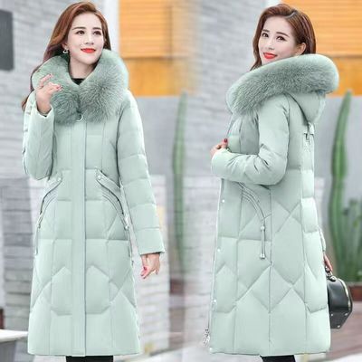 2025冬季新款羽绒棉服长款过膝韩版大毛领修身大码加厚棉袄外套女