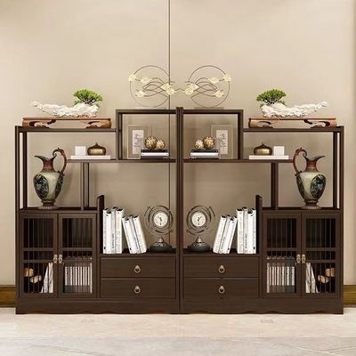 新中式博古架落地客厅置物架隔断多层简约现代书房古风书架中国风