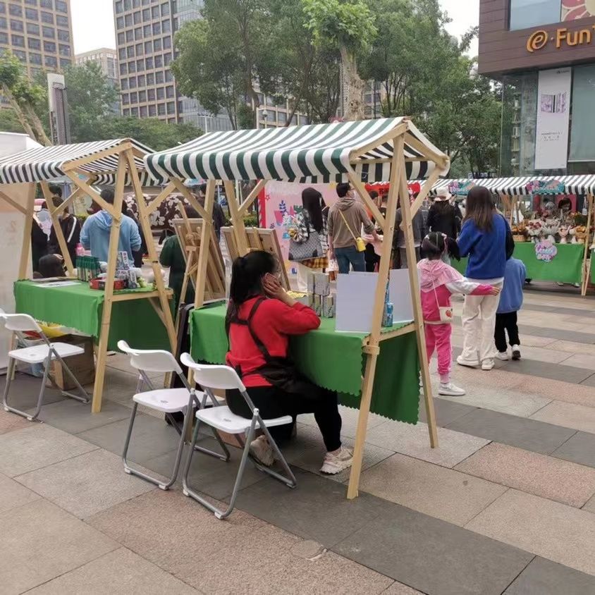 移动可折叠摊位定制户外棚摆摊展示架实木制促销花车夜市集市架子