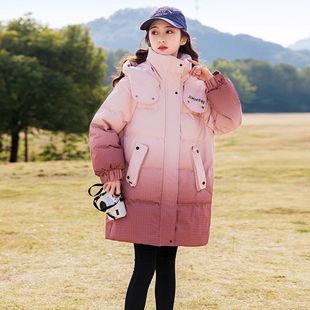 女童羽绒棉服2025新款洋气冬装儿童新年衣服女孩加厚外套长款棉袄