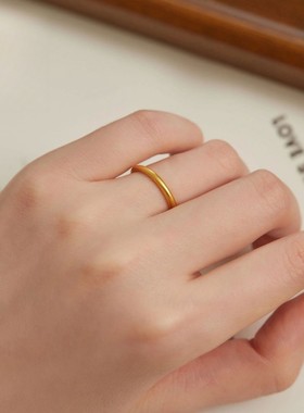 合金戒指 古法传承素圈戒指不掉色男女实心磨砂哑光闭口指环光面