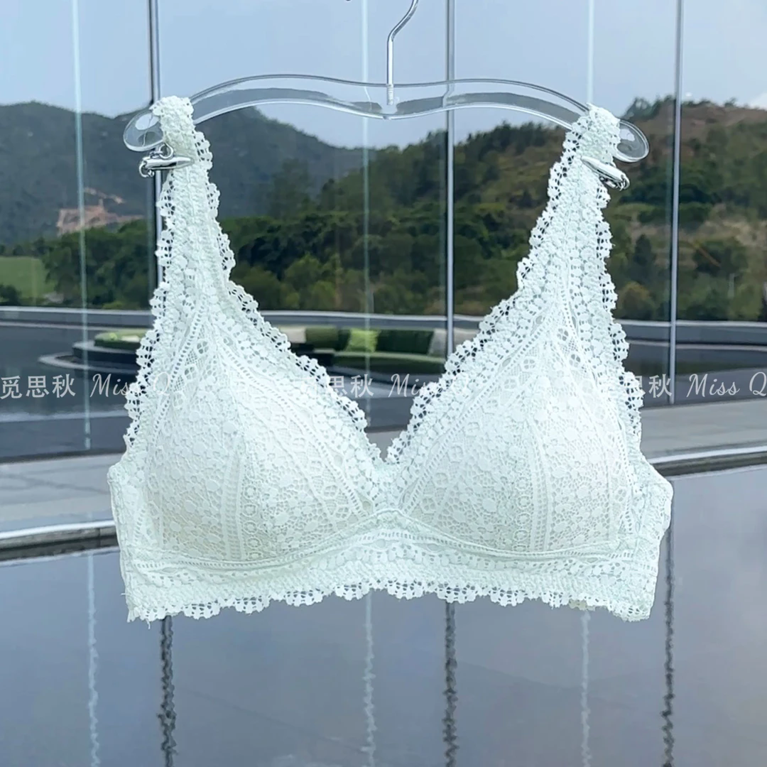 【觅思秋】夏季法式蕾丝小胸三角杯聚拢舒适花边浪漫性感女士内衣