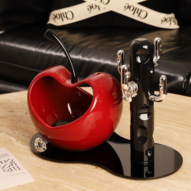 爱心苹果玄关钥匙收纳摆件入户家居客厅托盘装饰品搬家乔迁新礼物