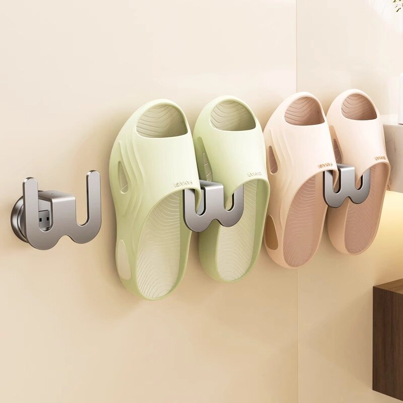 吸盘式浴室拖鞋架免打孔卫生间厕所墙上沥水鞋子收纳挂钩置物架子