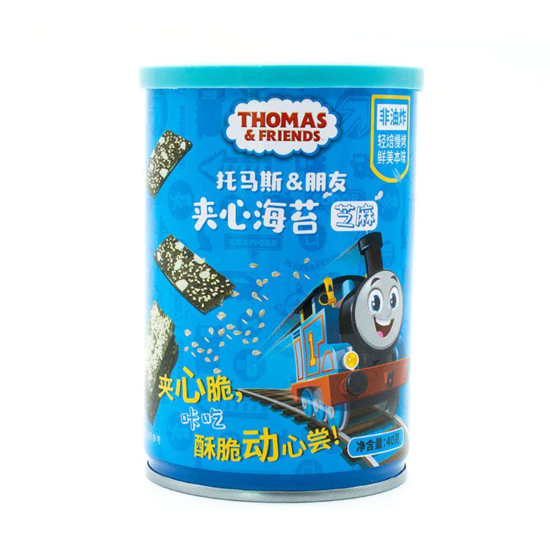 托马斯小火车夹心海苔儿童零食40g芝麻椰蓉炒米巴旦木四个口味