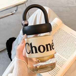 简约水杯女生高颜值便携防烫玻璃杯夏天手提咖啡杯女士办公室杯子