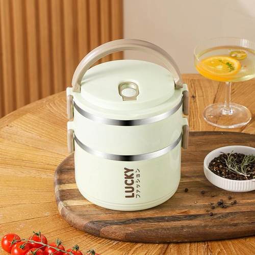 双层不锈钢保温饭盒可用微波炉家用上班族无配件礼盒套装饭盒便捷