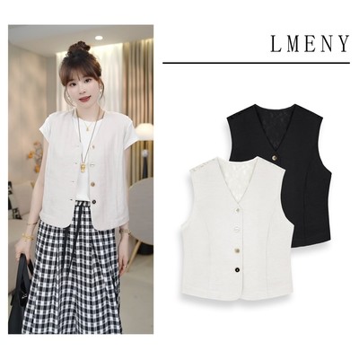 LMENY悉尼海岸V领麻料后背拼接蕾丝马甲25BM020
