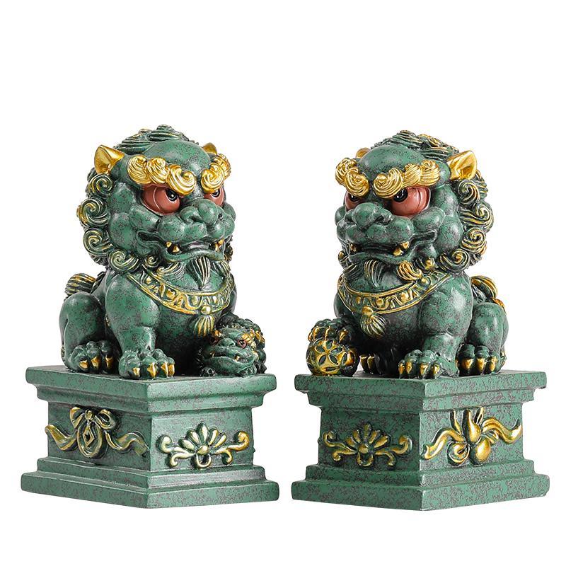 青砂石故宫文创国潮石狮子一对护院镇宅茶桌茶宠鱼缸造景装饰摆件