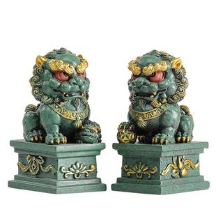 青砂石故宫文创国潮石狮子一对护院镇宅茶桌茶宠鱼缸造景装饰摆件