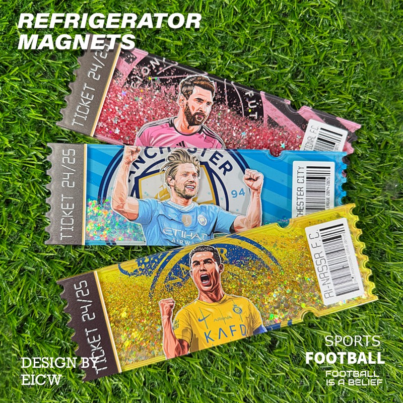 球星周边流沙票根亚克力冰箱贴创意设计