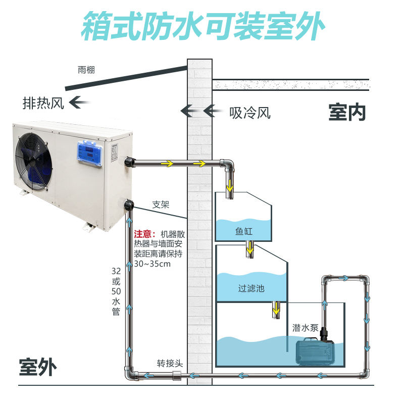 海鲜鱼池冷水机一体机水循环商用冷暖机鱼缸恒温养殖全自动制冷机