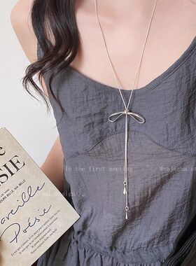 蝴蝶结项链女款韩系长款装饰蛇骨链轻奢小众日常百搭夏季配饰穿搭