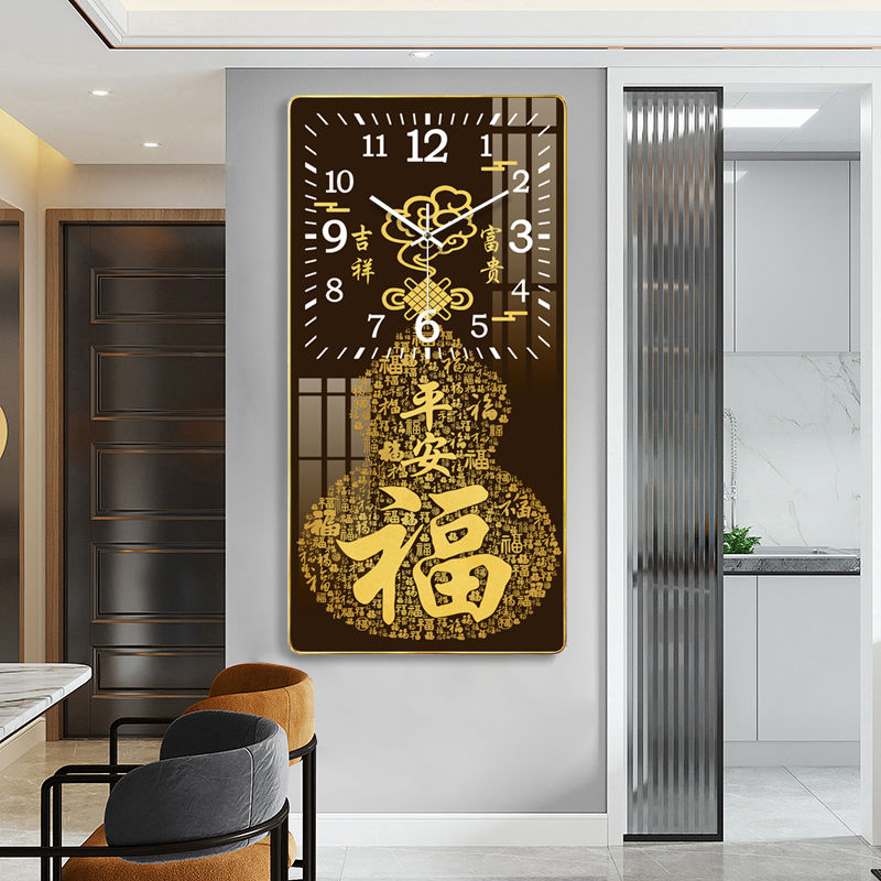 挂钟客厅带日历钟表简约北欧时尚家用时钟挂表创意个性晶瓷画挂钟