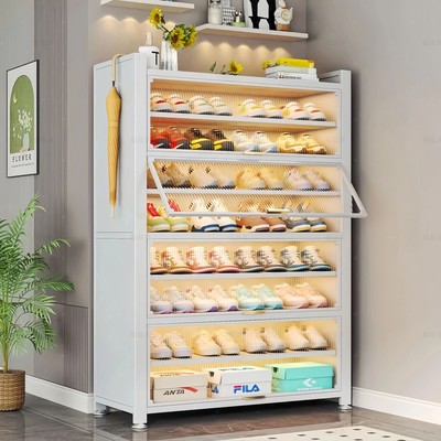 家用钢制鞋柜家用落地多层防尘鞋架门口入户玄关大容量收纳置物柜
