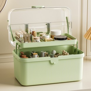 化妆盒收纳盒网红爆款2024桌面美妆护肤品收纳箱双层大容量防尘箱