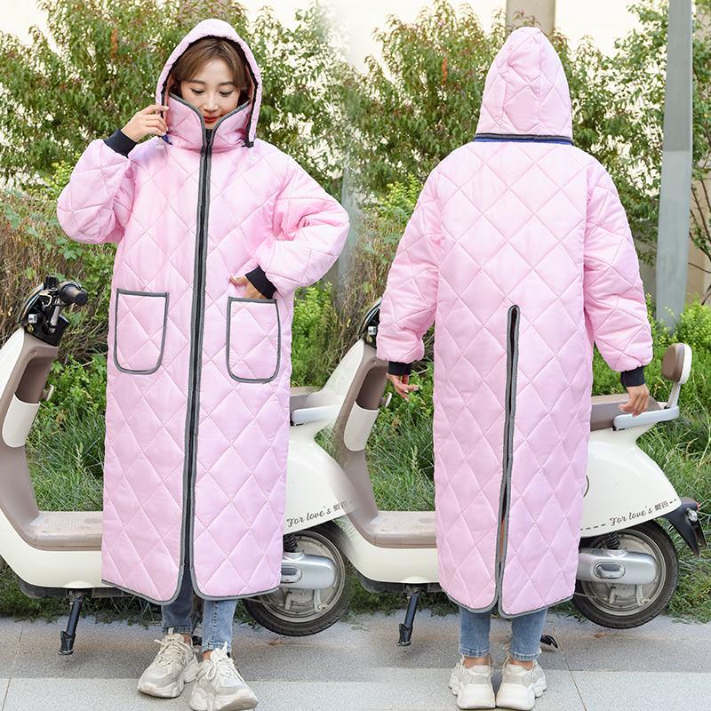 穿在身上的电动车挡风被衣冬季女骑车神器加厚加绒被电车电瓶车防
