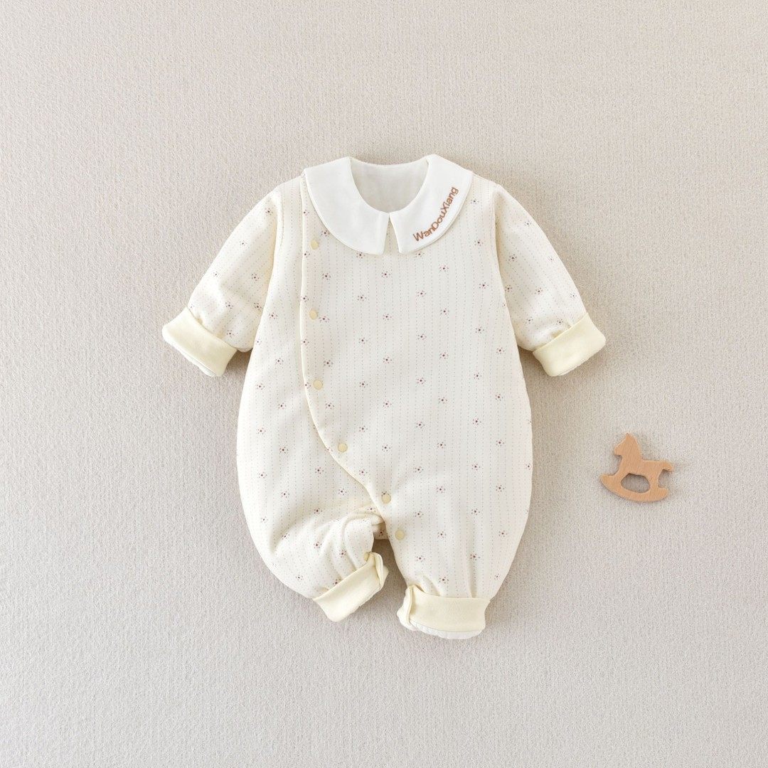 【80克/150克偏扣薄棉】冬季婴幼儿连体薄棉袄夹棉棉衣0-5个月纯