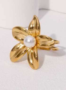 European Simple Style Universal Flower Ring French Cold Styl
