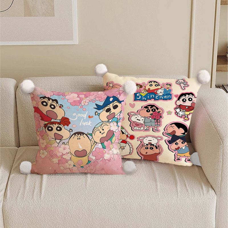 抱枕套35x35蜡笔小新枕方形靠枕可爱少女心枕头房间卧室床头靠