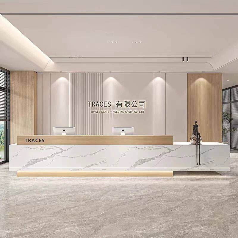 简约现代公司前台接待台酒店大厅收银台柜台物业办公室工作吧台桌