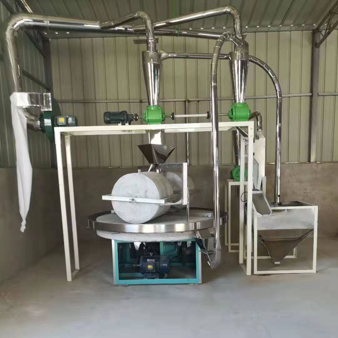 商用大型电动石盘双砣石碾子碾米机自动谷子小米脱皮机辣椒面石磨