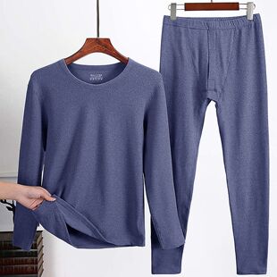 男士德绒秋衣秋裤保暖内衣套装防寒圆领半高领全包边棉毛衫秋冬季