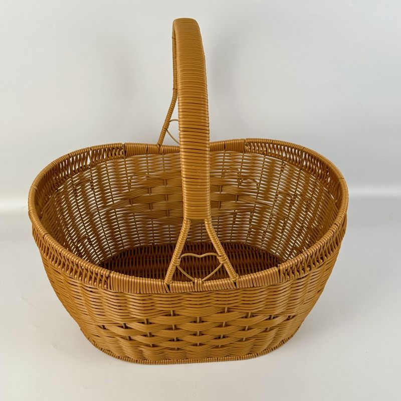 115创意元宝型买菜篮野餐篮手提菜篮子藤编筐户外蘑菇采摘篮拜拜