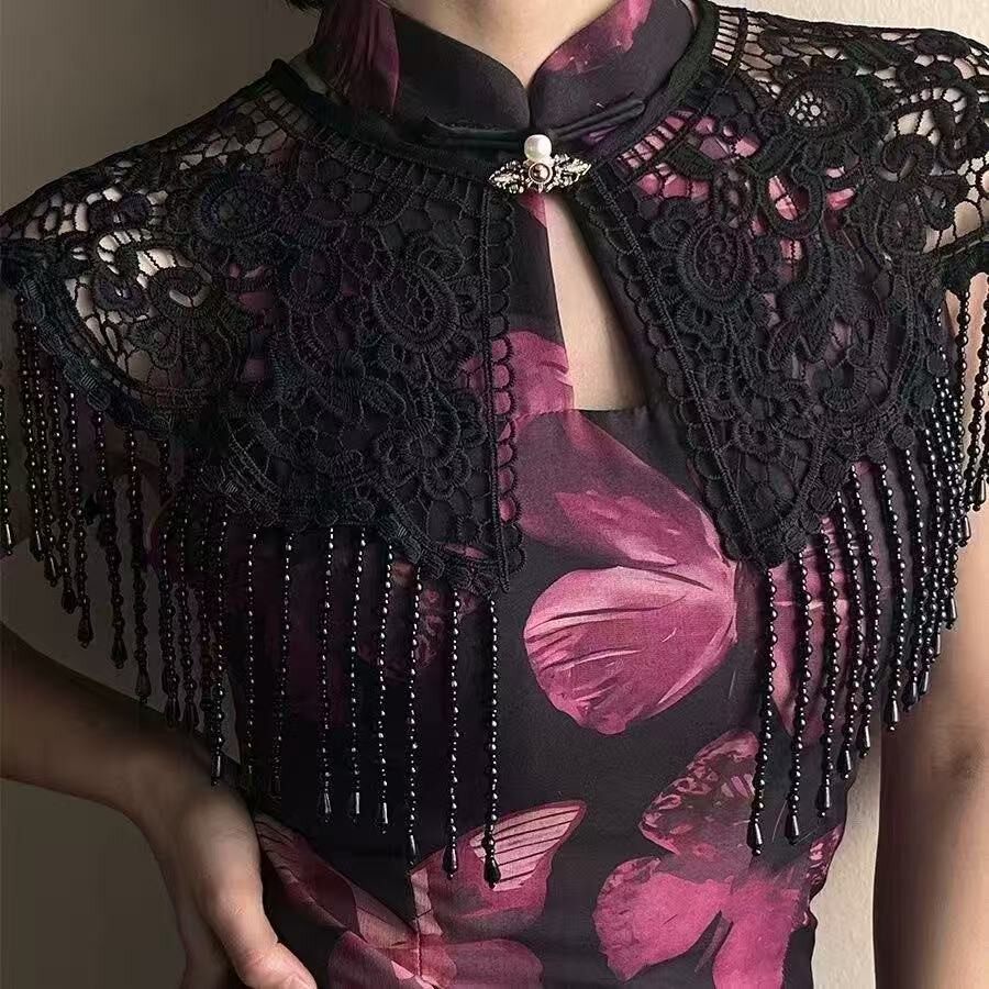 云肩/蕾丝串珠旗袍披肩外搭百搭流苏云肩国风新中式