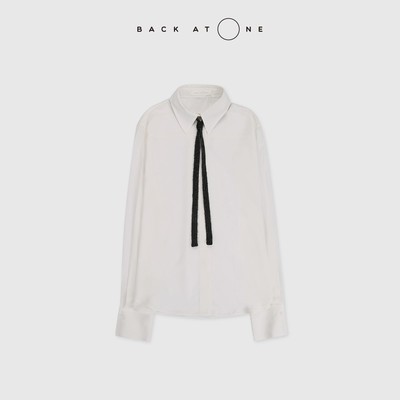 BackAtOne “意式精雅”B*C桑蚕丝珠链领带白色衬衫 BEF-1BB077Q-