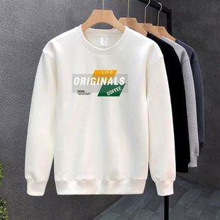 秋冬圆领卫衣男圆领青少年加绒加厚时尚潮流宽松长袖高中生卫衣