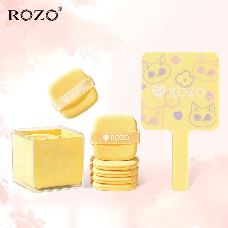 ROZO黄油气垫粉扑手持镜组合装干湿两用美妆蛋散粉粉饼不吃粉超软