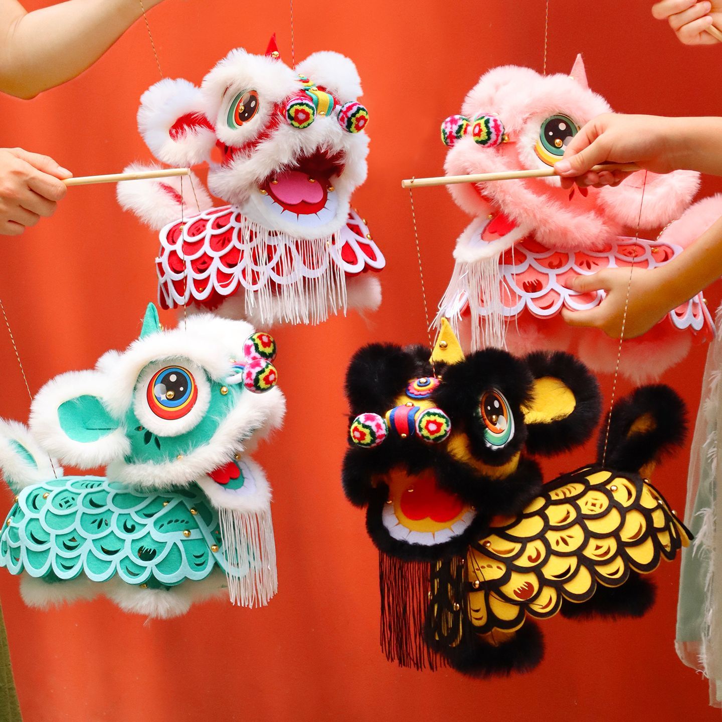 狮子灯笼成品中秋国潮手工制作diy醒狮灯笼新款非遗传统花灯儿童