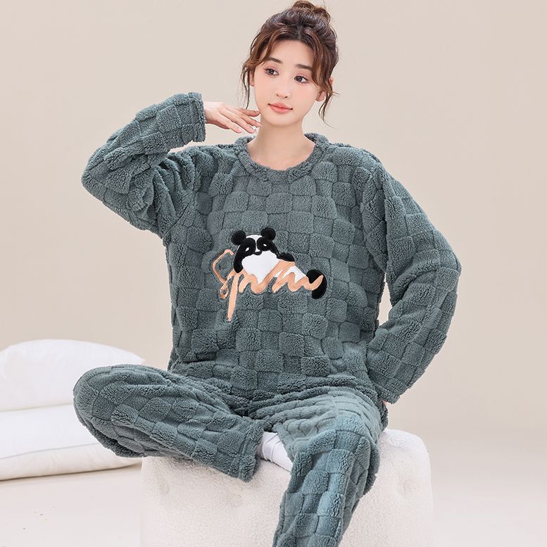 珊瑚绒睡衣女秋冬款加绒加厚保暖2025新款ins风大码法兰绒家居服