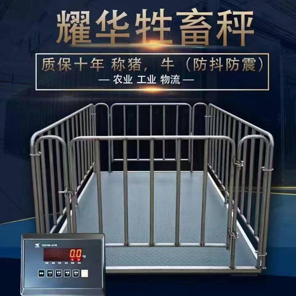 上海耀华地磅秤称猪牛防抖防控带加厚围栏地磅3吨称