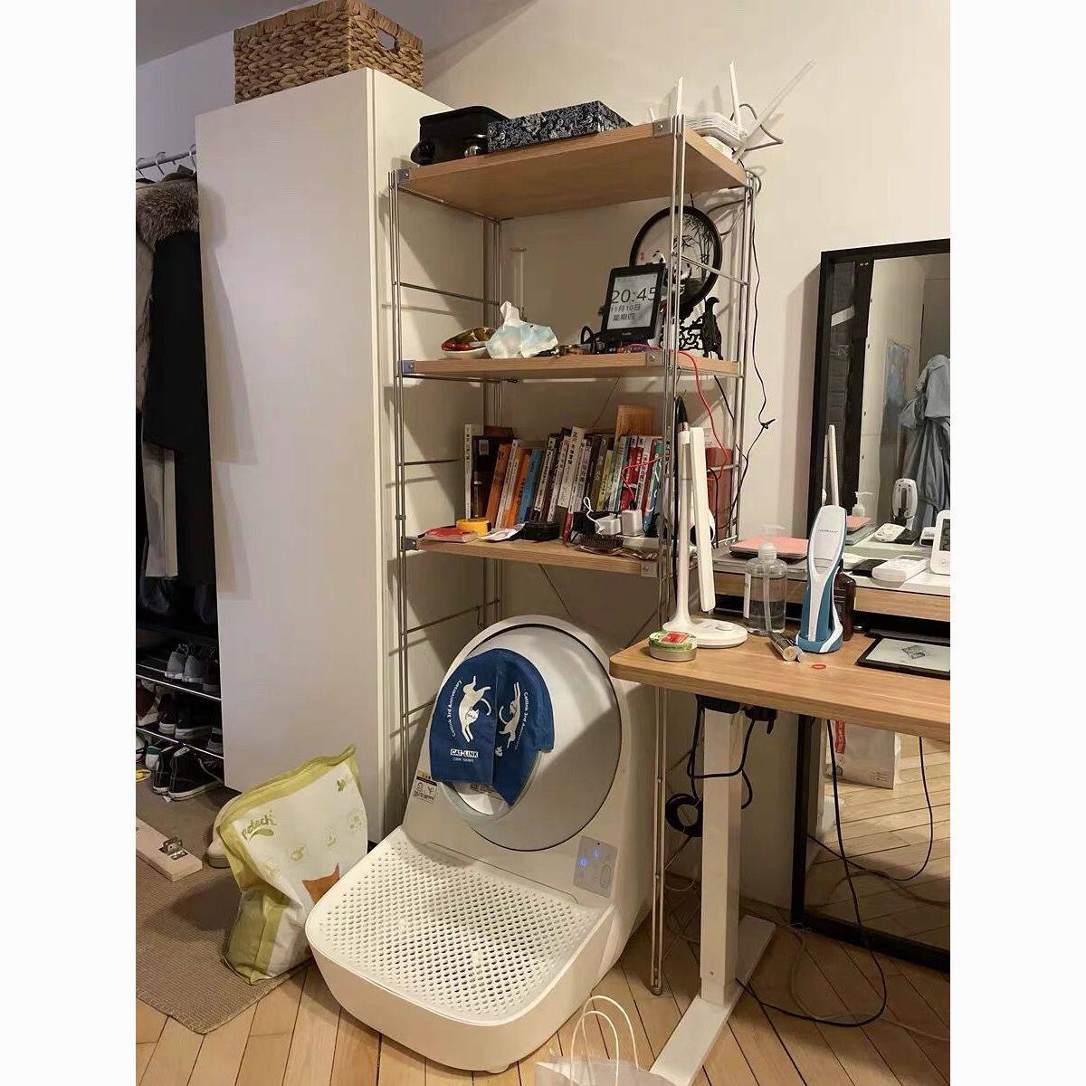 阳台猫砂盆上方置物架落地多层宠物用品收纳架猫爬架扫地机器人架
